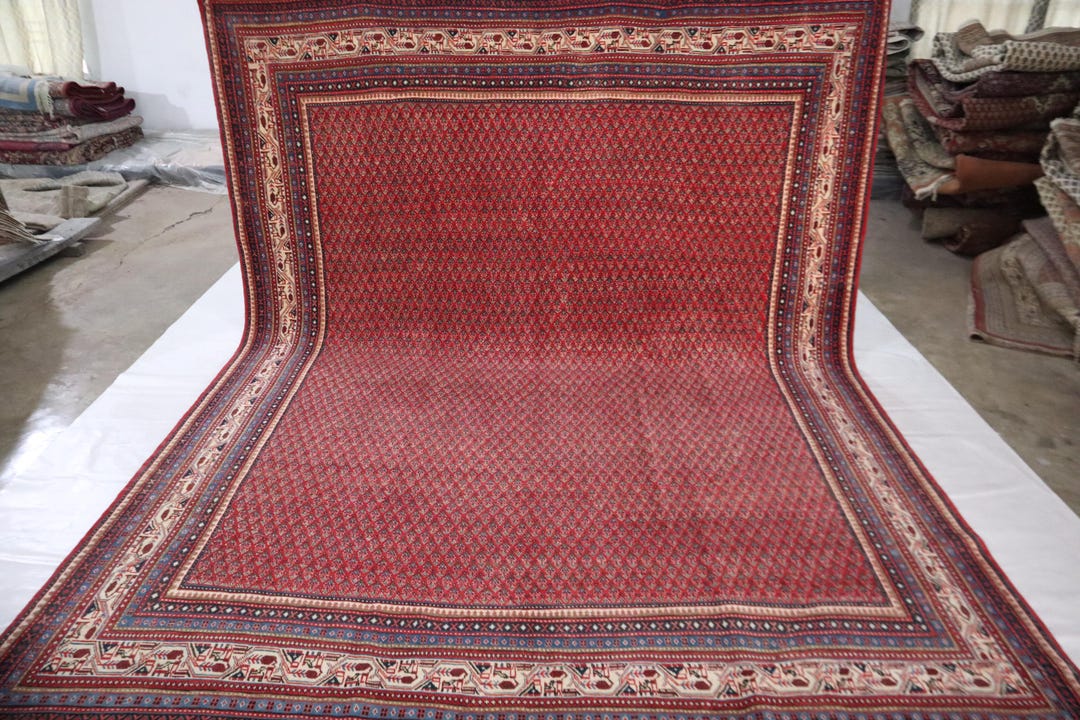 Vintage 8x10 Feet Oriental Area Rug, Red Persian Style Hand Knotted ...