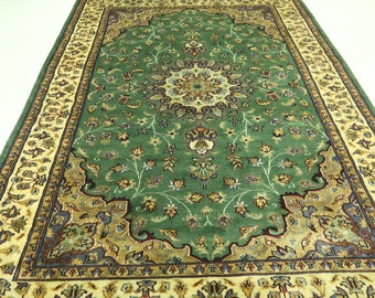Green 5x8 Oriental Area Rug - Persian Style Hand Made Traditional High Quality Wool Rug - Bedroom Rug - Living Room Rug - Kitchen Rug