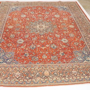 Rosso 10x14 Vintage Kashan Area Rug - Tappeto in lana a pelo basso floreale fatto a mano in stile persiano - Tappeto orientale - Tappeto tradizionale - Tappeto antico