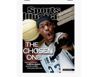 LeBron James &quot;LBJ&quot;, Highschool NBA SI Cover Poster, Basketball Wall Art, Sports Decor, Memorabilia Print, Rolled Poster, Gift for Ball Fans