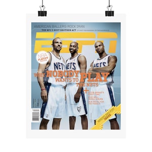 Jason Kidd, Vince Carter, New Jersey Nets NBA ESPN plakat na okładkę, koszykówka ścienna, dekoracje sportowe, wydruk pamiątkowy, plakat w rolce, prezent