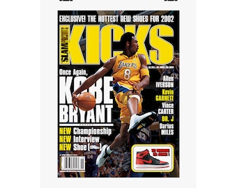 Kobe Bryant, Los Angeles Lakers &quot;LA&quot; NBA Slam Poster, Basketball Wall Art, NBA Sports Decor, Memorabilia Print, Rolled Poster, Gift for Fans