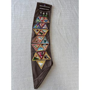 Vintage Girl Scouts USA Junior Sash Columbia River Troop 165 Patches 1989-1991
