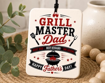 Grill Master Dad Air Freshener | Father's Day BBQ Car Scent (Black Ice)