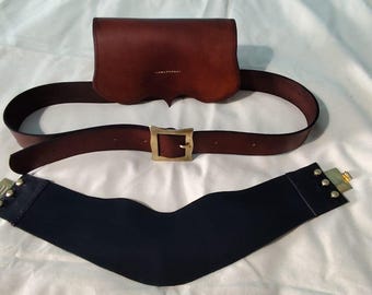 Cartuchera de cuero para civiles o milicias con cinturón - siglos XVIII y XIX