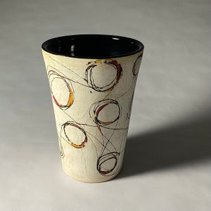 Handmade Stoneware Vase: Black & White Swirl Design, Decorative Ceramic