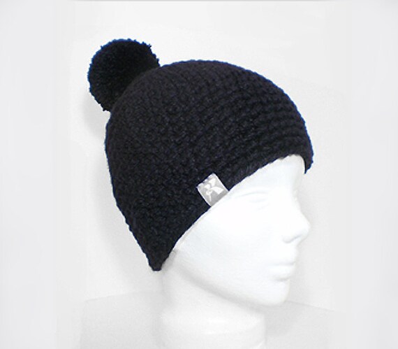 Pompom Bobble Beanie Black Crochet Winter Hat Snowboard Ski  display picture 1