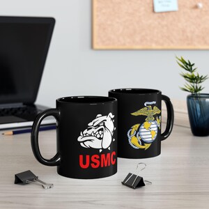 Mug, USMC Bulldog Devil Dogs 2 Sided EGA Veteran 4th of July Veteran, Patriotic Coffee Cup, Marine Corps Gift, Military Mug, Gift for