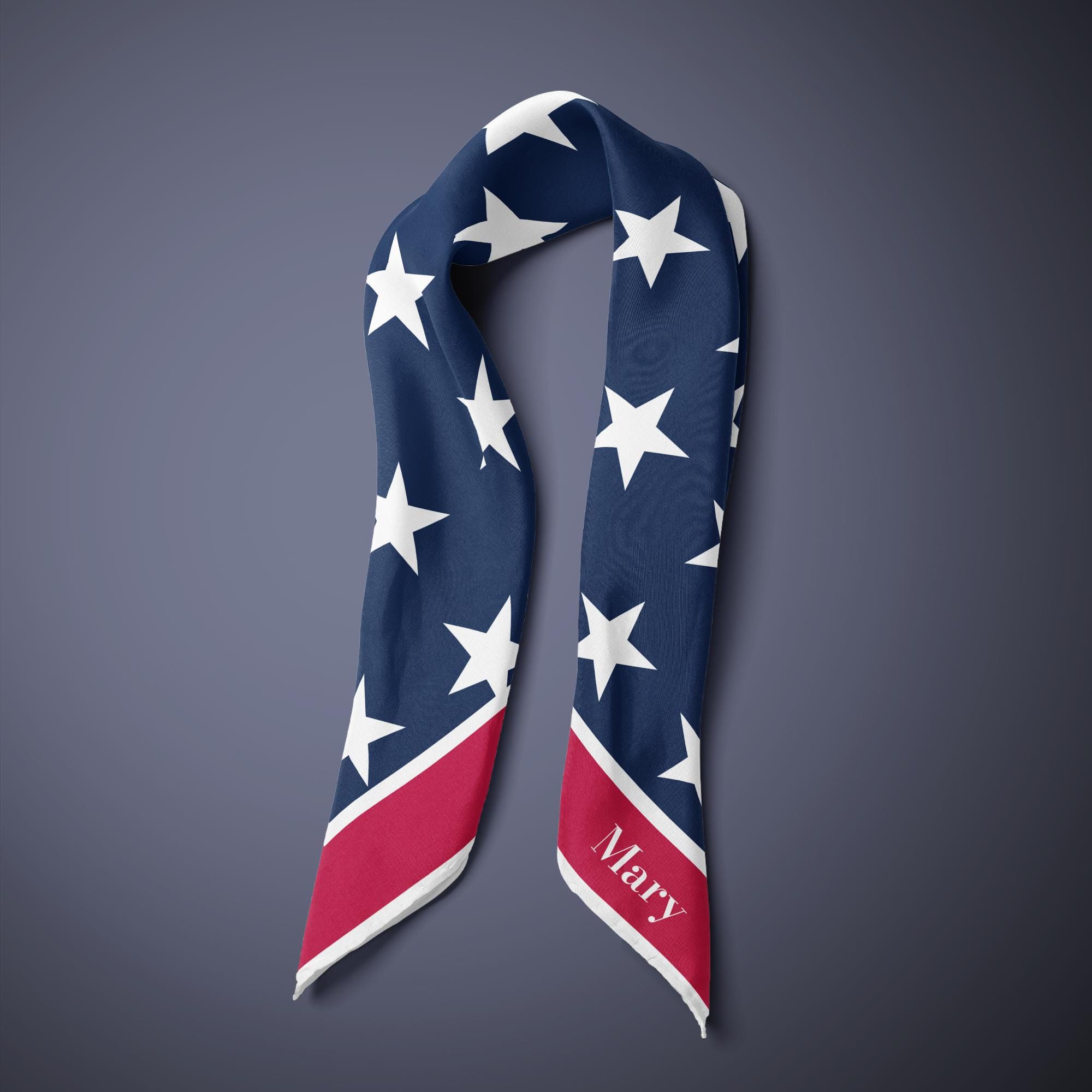 Personalized 4th of July Silk Scarf: American Flag Print, USA Made - Etsy