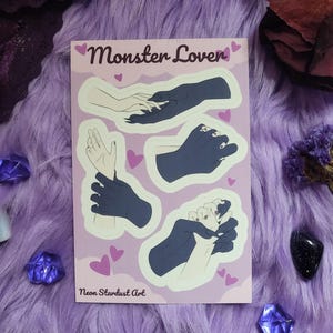 Monster Lover Hand Holding, Size Difference Sticker Sheet