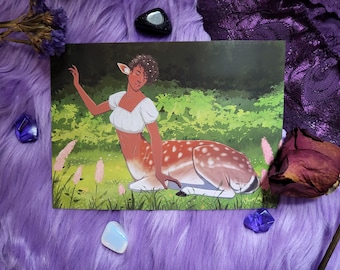 Deer Girl Cervitaur 5x7 Art Print - Glossy - Matte - Semi-Gloss