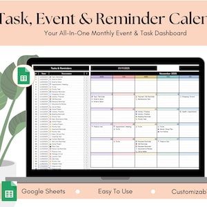 Calendario promemoria eventi attività mensili 2026 / Dashboard di pianificazione tutto in uno / Planner Google Sheet per scadenze attività e organizzazione giornaliera