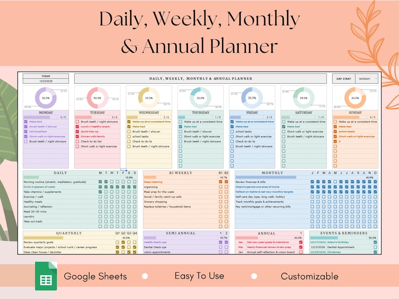 2026 Task Tracker & to Do List Spreadsheet | Daily Checklist Weekly ...