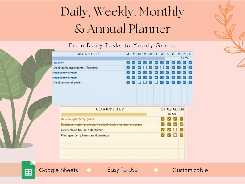 2026 Task Tracker & to Do List Spreadsheet | Daily Checklist Weekly ...