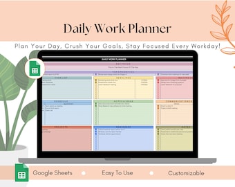 Daily Work Planner | Printable And Digital Task Organizer | Productivity Planner, To-Do List, Schedule And Goal Tracker