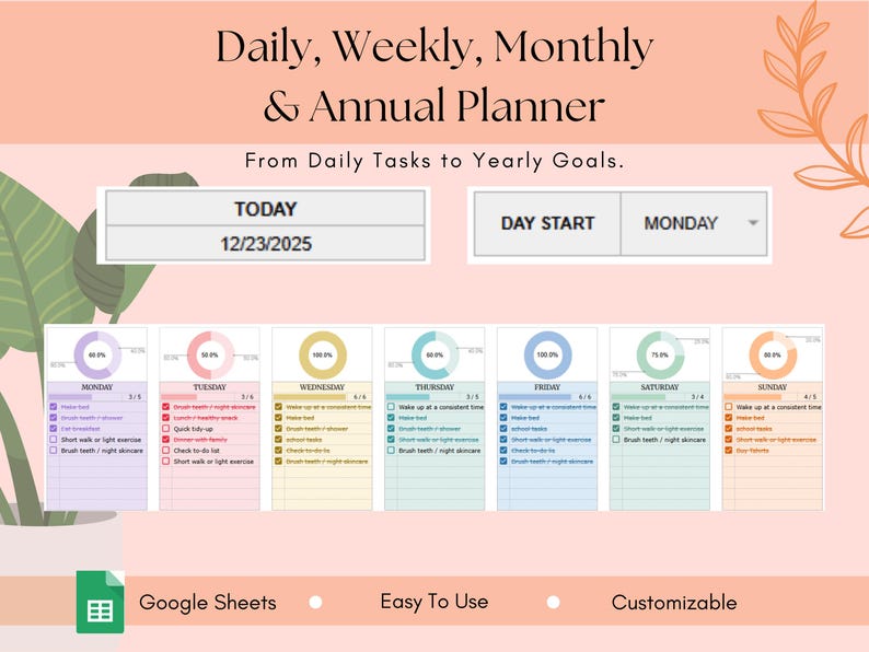 2026 Task Tracker & to Do List Spreadsheet | Daily Checklist Weekly ...
