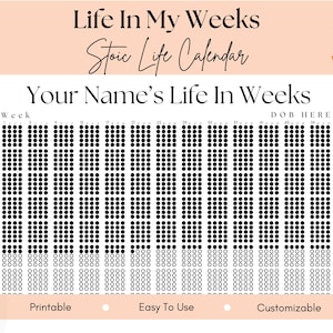 Circle Memento mori poster, Personalized poster, Custom memento, My life in weeks, Weekly life, Life counter, Gift for dad, mom, her, him
