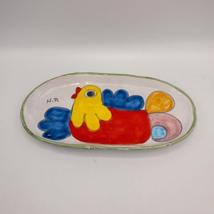 Vintage Handpainted Nino Parrucca Made in Italy Ceramic Trinket Tish | Whimsical Colorful Bird Decor | Italian Pottery