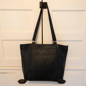 【希少】OLD COACH Dulles Bag leather black Coach Black Leather Duffle Travel Overnight Bag Silver Hardware