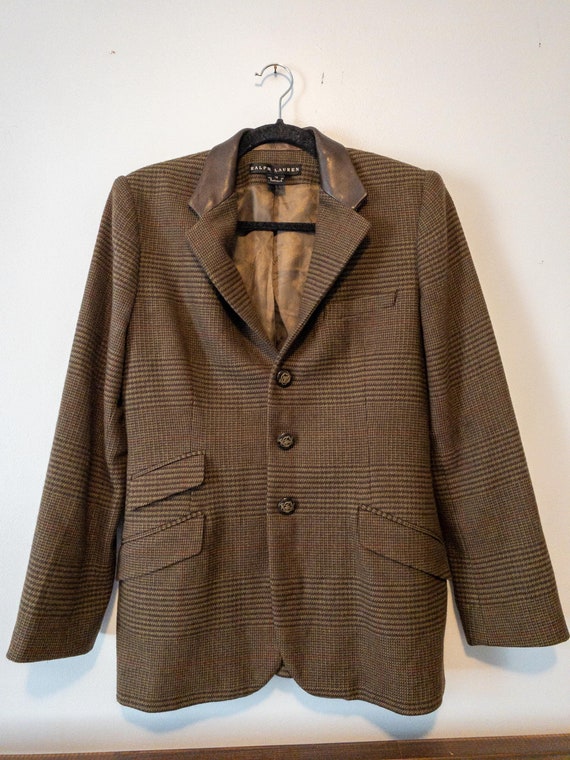 Ralph Lauren wool check Jacket 90’s OLD Ralph Lauren Chap Vintage 90's Check Plaid Windbreaker