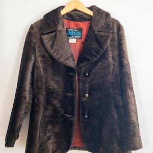 70's Vintage Davis of Boston エコファーコート Vintage 1960s-70s Davis of Boston Faux Fur Toggled Button