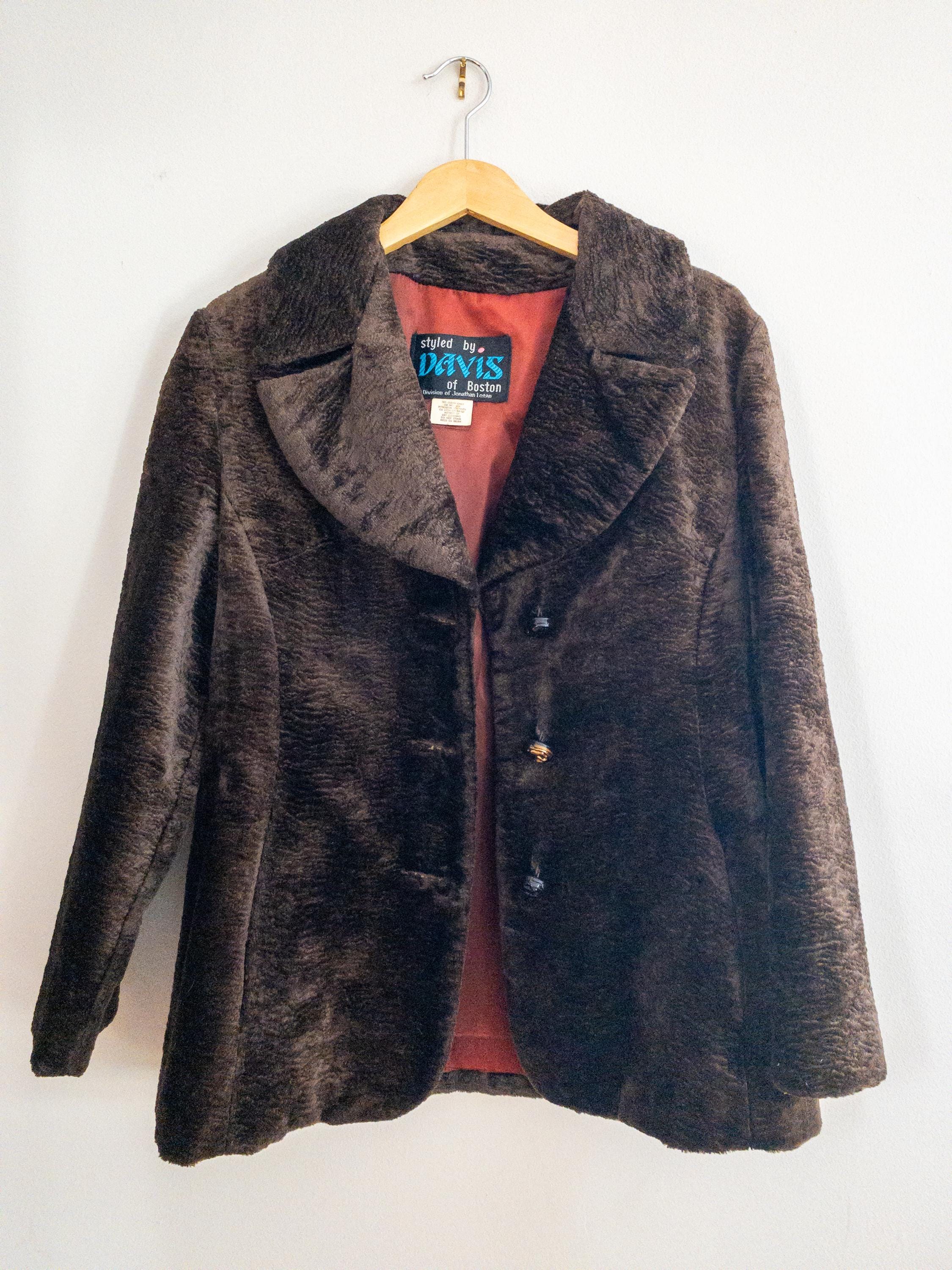 70's Vintage Davis of Boston エコファーコート Vintage 1970s Davis of Boston Faux Fur Coat | Dark Brown