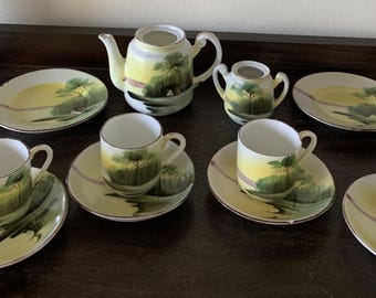 Vintage Noritake Children's Tea Set: Hand-painted Porcelain, Pre