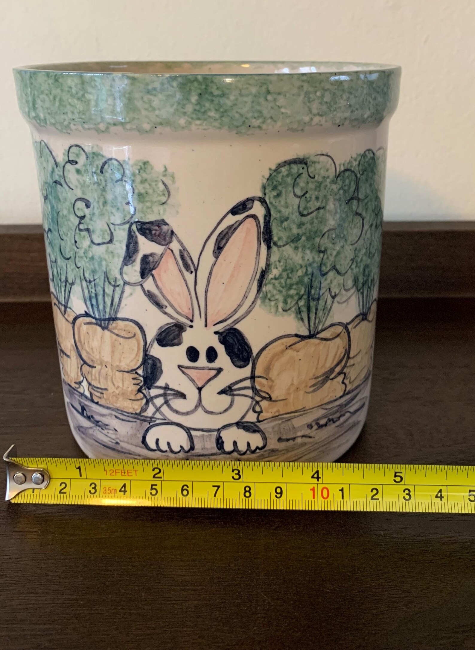 Vintage Crock Bunny Rabbit Pottery: Signed Farmhouse Utensil Holder - Etsy