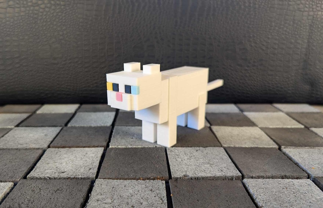 Minecraft-style White Cat || 3D Printed Figurines || Gamer Gift || Video  Game Miniatures