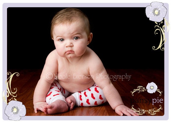 Valentine Legwarmers. Soft Baby & Toddler Leggings With Red Hearts.