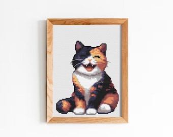 Tortie Schildpatt Katze Kreuzstichmuster PDF, Nur digitale Datei