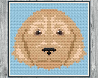 Goldendoodle-kruissteekpatroon pdf, alleen digitaal bestand