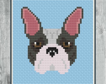 French Bulldog Cross Stitch Pattern PDF, Digital File Only
