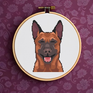Happy Smiling Belgian Malinois Cross Stitch Pattern PDF, Digital File Only