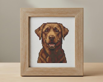 Chocolate Labrador Retriever Cross Stitch Pattern PDF, Digital File Only