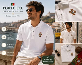 Koszulka polo z haftem inspirowana Portugalią, koszulka polo dla kibica Portugalii, koszulka turniejowa na rok 2026, prezent dla kibica Portugalii