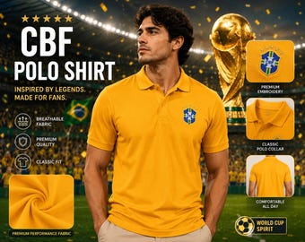 Brasilien WM Poloshirt | Camisa Polo Seleçao Brasileira | Premium bestickte Fußball Fan Bekleidung