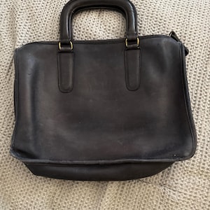 coach briefcase bag - black leather