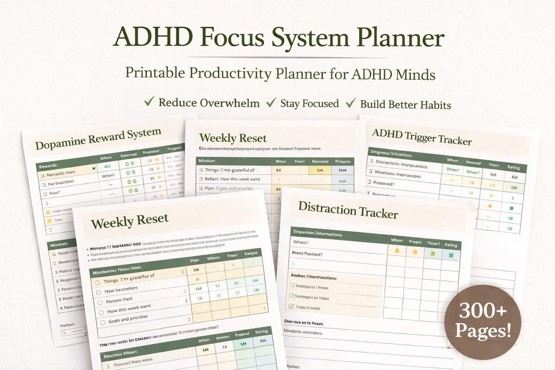 Student Distraction Reward Software ADHD Planner Printable | ADHD Focus Planner| Dopamine Reward System ...
