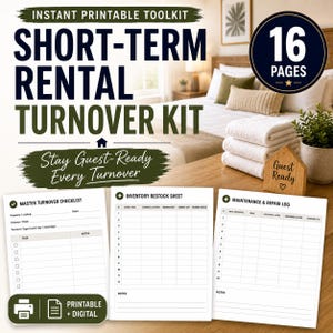 Airbnb Turnover Checklist & Host Toolkit - Cleaning Tasks, Restock List, Guest-Ready Pack