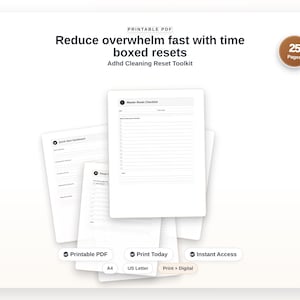 ADHD Cleaning Reset Toolkit - 5-Step Time-Boxed Room Reset System Printable