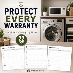 Appliance Warranty Log Binder - Maintenance & Repair Evidence Pack, Service Tracker, Receipt Log
