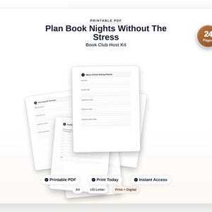 Book Club Host Kit – Book Night Hosting Checklist, Discussion Guide and Menu Planner Events