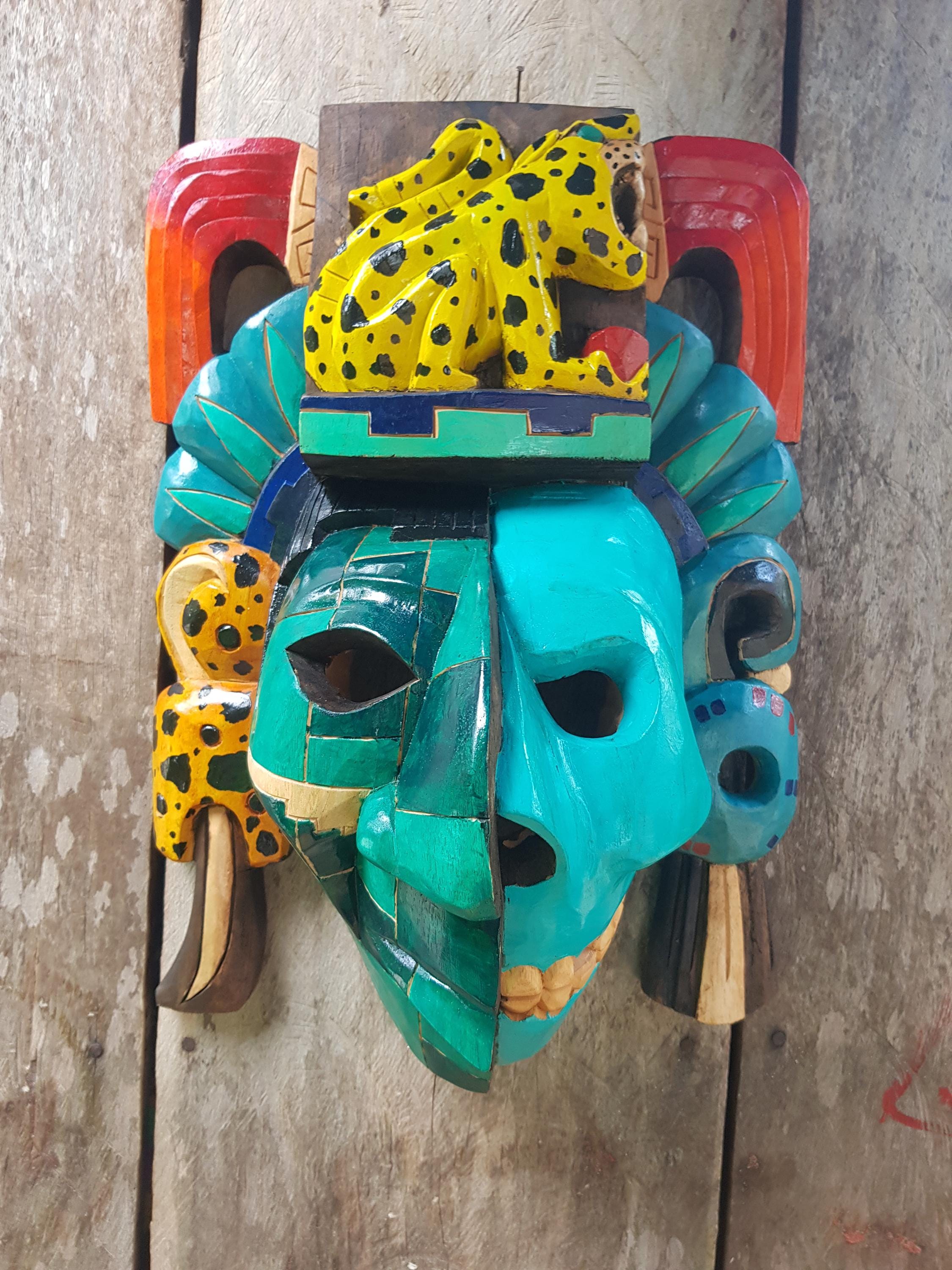 Jaguar Warrior Life and Death Turquoise carved entirely by hand in cedar wood
