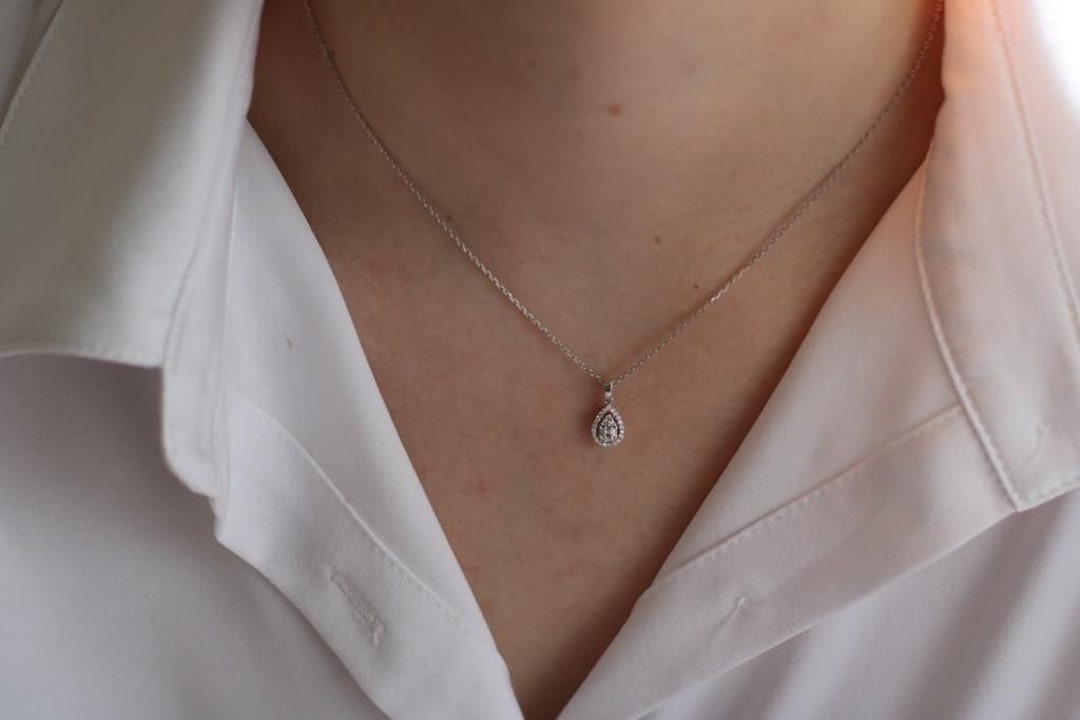 0.15ct Diamond Oval Pendant In 9ct White Gold main image 1