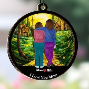 Personalized Mother & Daughter Suncatcher: Laser Engraved Wood Accent
