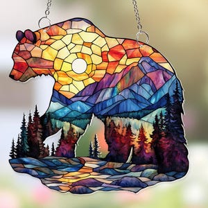 Acrylic Bear Suncatcher with Crystal: Wildlife Window Ornament