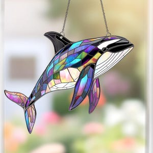 Orca Suncatcher, Orca Whale Acrylic Window Hanging, Memorial Decoration, Ocean Lovers Gift, Ocean Whale, Sea Animal, Whale Wall Hanging