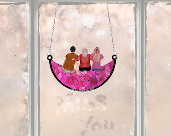 Gepersonaliseerde oma en kleinkinderen op de maan, Moederdagcadeau, aangepaste oma Suncatcher, raam hangend woondecoratie, verjaardagscadeau moeder, moeder verjaardagscadeau