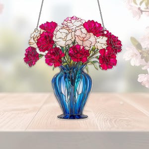 Carnation January Birth Month Acrylic Window Hanging